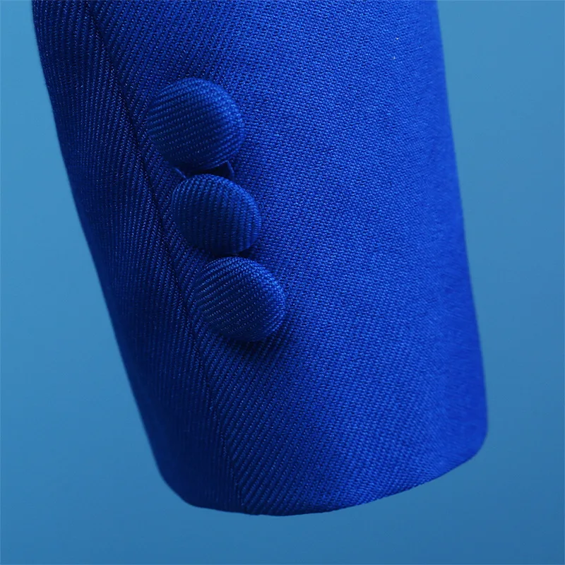 

2020 Men New Style Blue Diamond Set Embroidered Stand Collar Suit Singer Master of Ceremonies Host Studio Stage Performance Suit