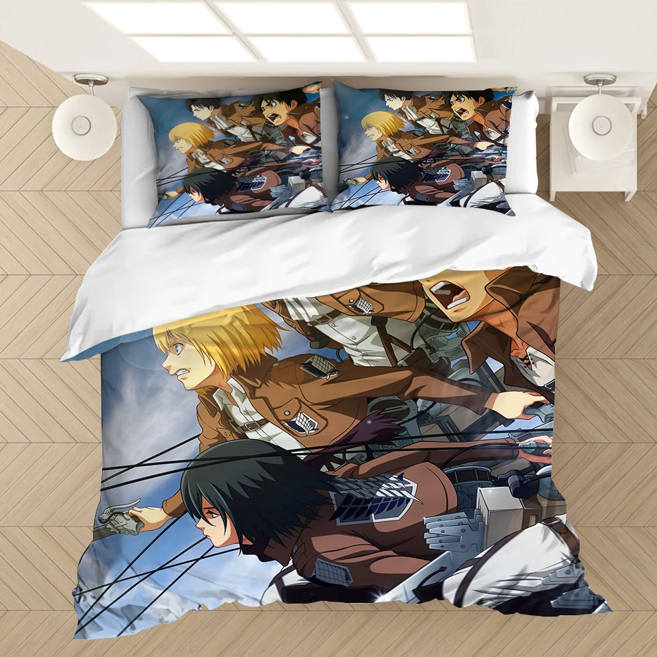 

Anime Attack on Titan 3D Printed Comforter Bedding Set Duvet Cover Sets Pillowcases Bedclothes Bed Queen King Single Size