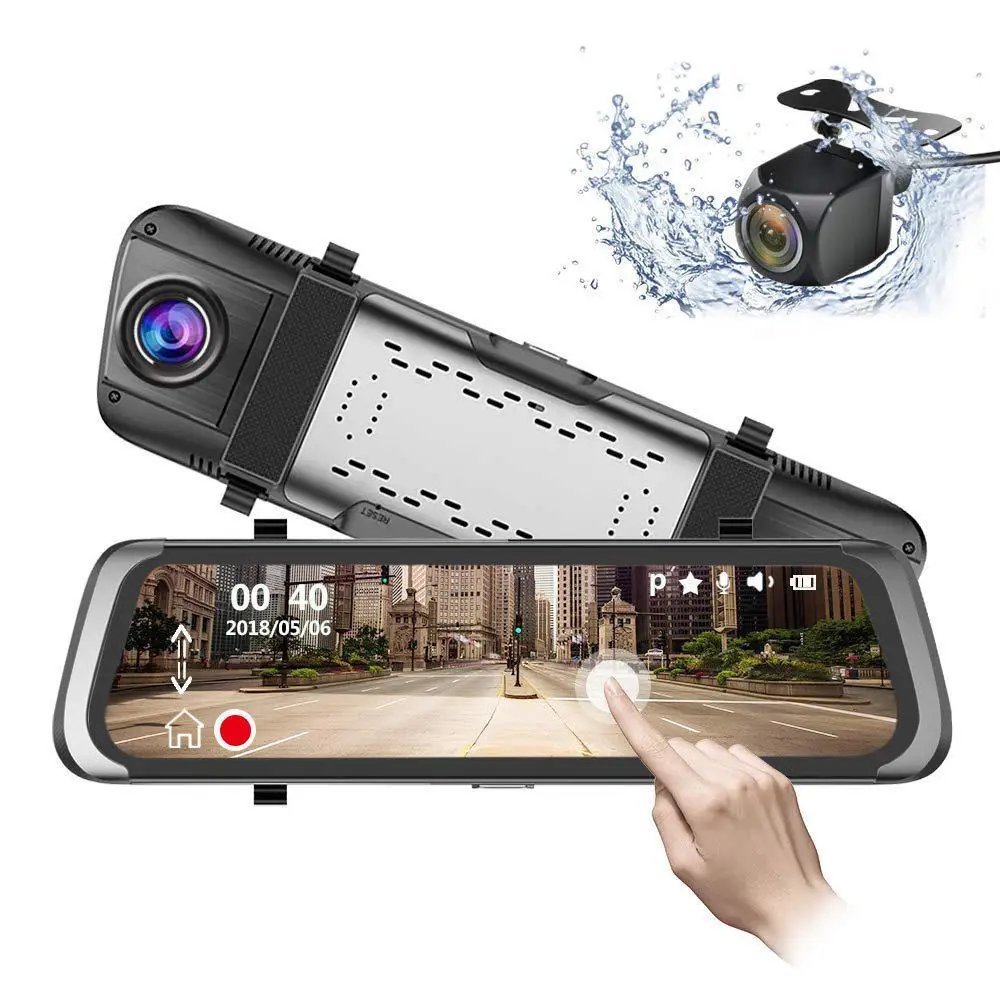 HD 1080P Touch Car DVR Rearview Mirror Sprint Camera Video Driving Recorder Speedometer Anti-theft Security Streaming Media Play