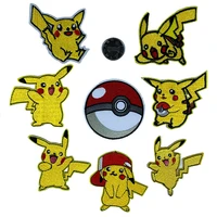 8pcs wholesale mix anime pokemon series patches iron on applique pikachu embroidery sewing supplies fabric stickers diy clothing