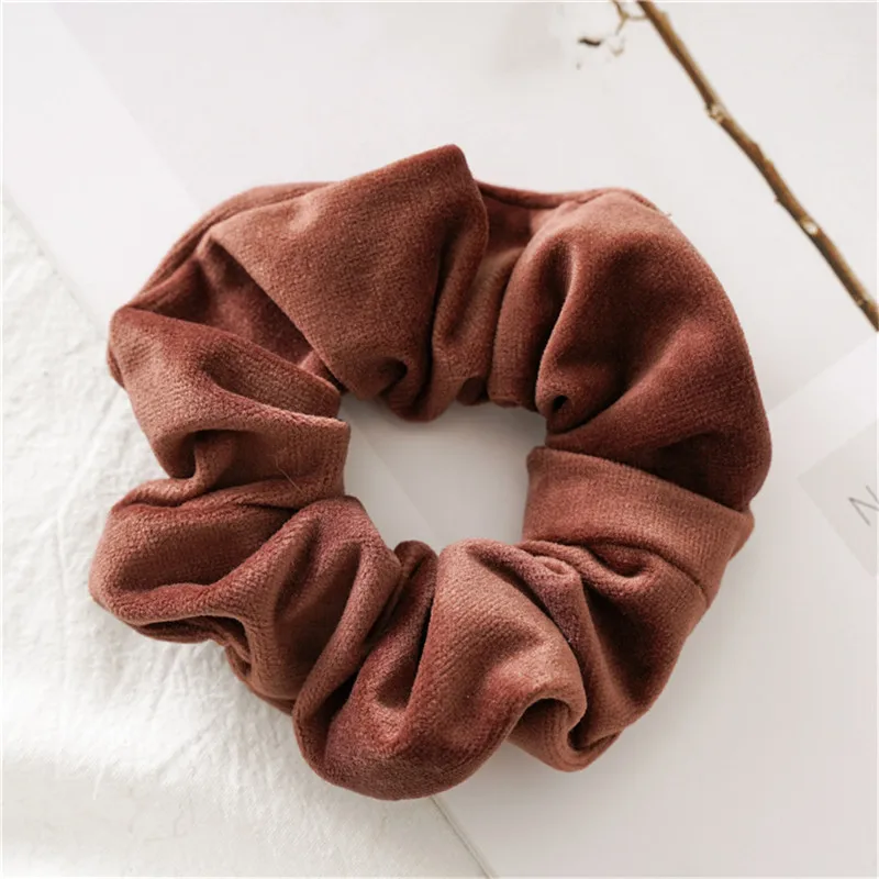 maroon Ruoshui, женские зимние Бархатные резинки для волос, Однотонные резинки для волос, милые аксессуары для волос карамельного цвета, для девушек, конский хвост, заколка для волос - Цвет: maroon