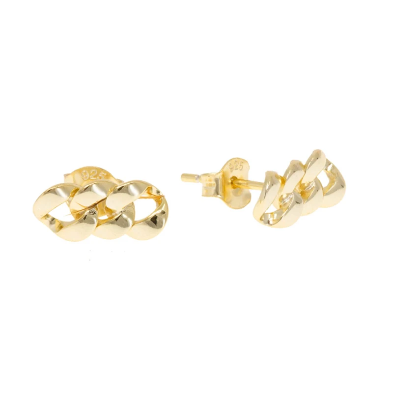 

AIDE Minimalism Thick chain Stud Earrings For Women Fashion Glossy Twist Piercing 925 Sterling Silver Earings Jewelry kolczyki