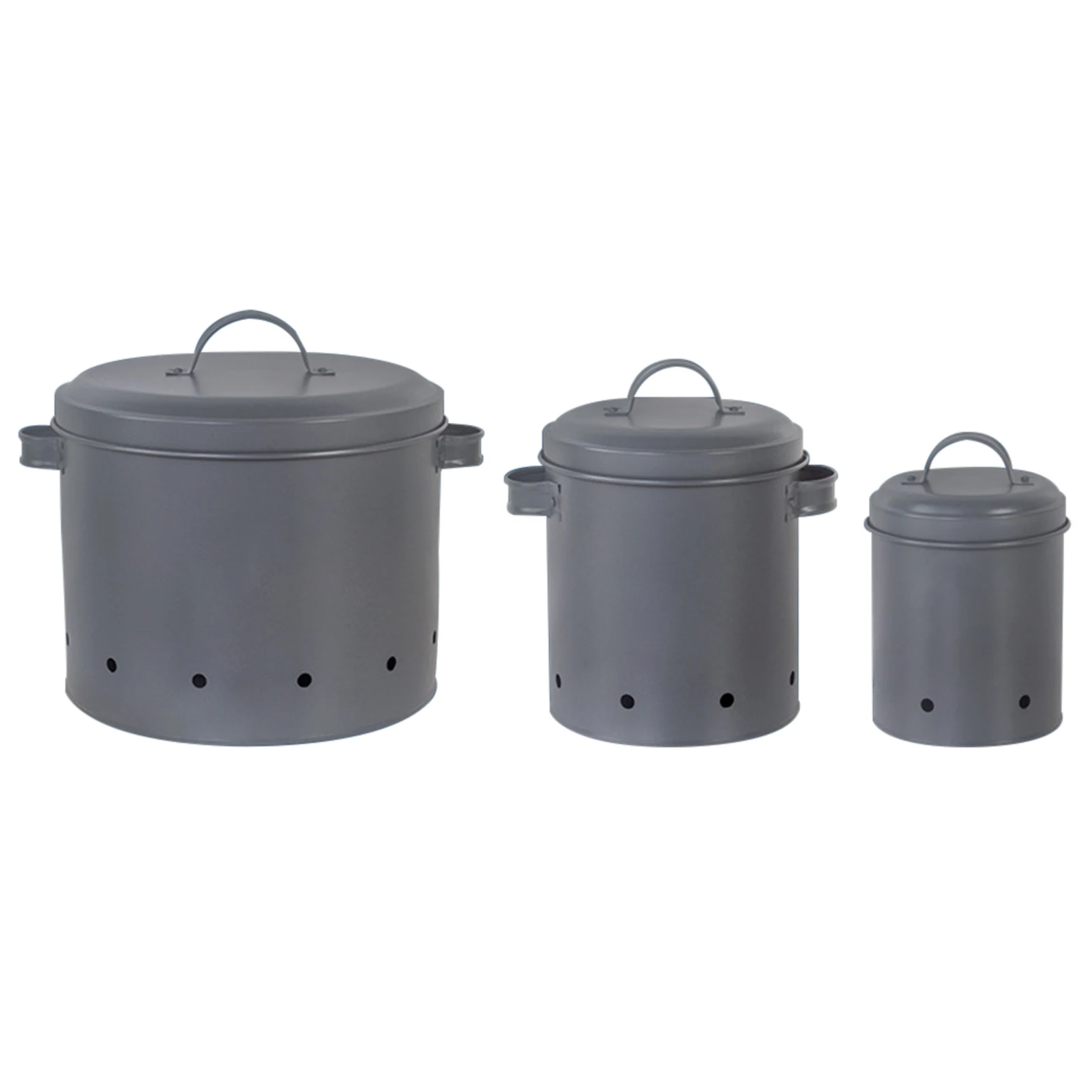 

3pcs Storage Canisters With Lid Portable Potato Onion Organizer Protective Galvanized Iron Professional Handle Vegetable Food