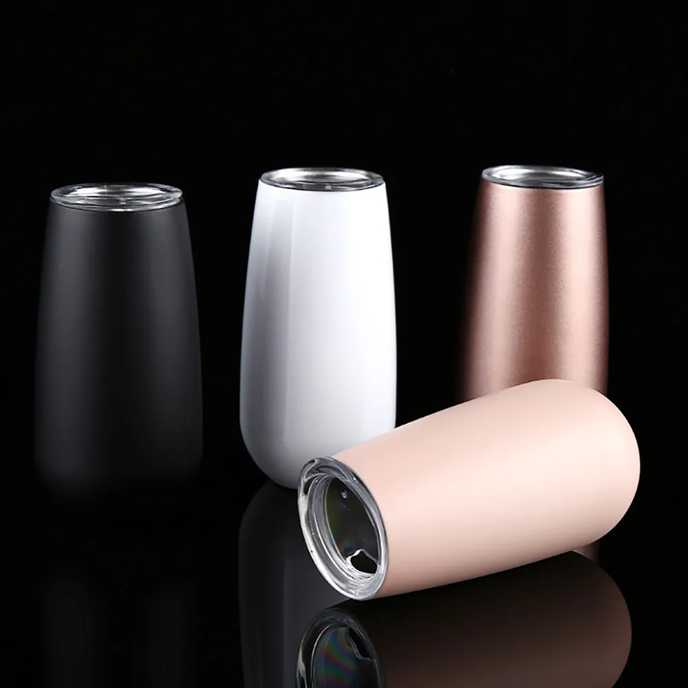 

Hot 6OZ Travel Mug Stemless Wine Water Cup Double Wall Vaccum Insulation egg cup Ice Drink Beer Water Tea Coffee drinking Cups