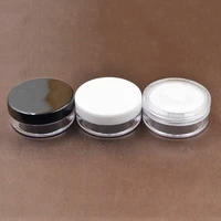 20gplastic empty loose powder pot with sieve cosmetic makeup jar container handheld portable sifter with black cap 5pcs