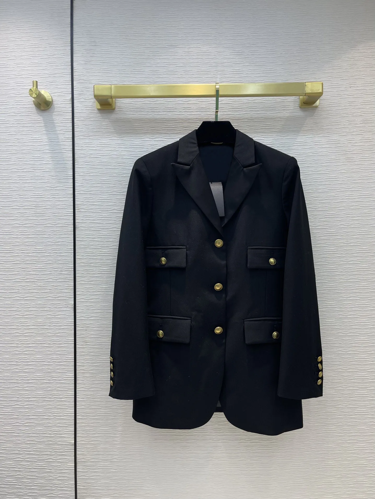 

Tooling Black Tailored Coat for Women Top Quality 3D Cut Lapel Tailored Coat Luxury Brand Four Pocket Tailored Coats Autumn 2021