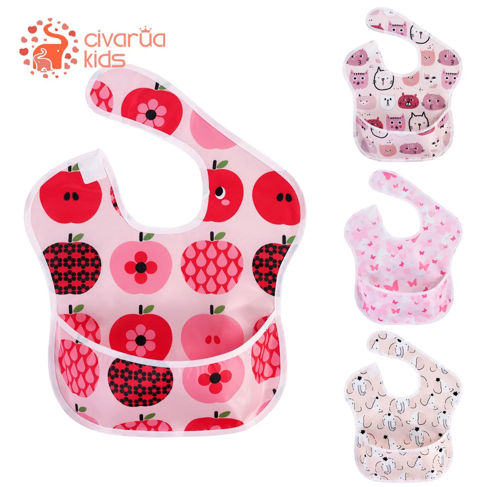 

2 шт. детских слюнявчиков Водонепроницаемый кормления нагрудники унисекс моющиеся модный TPU юбка-брюки для девочек и мальчиков пятен и сопр...