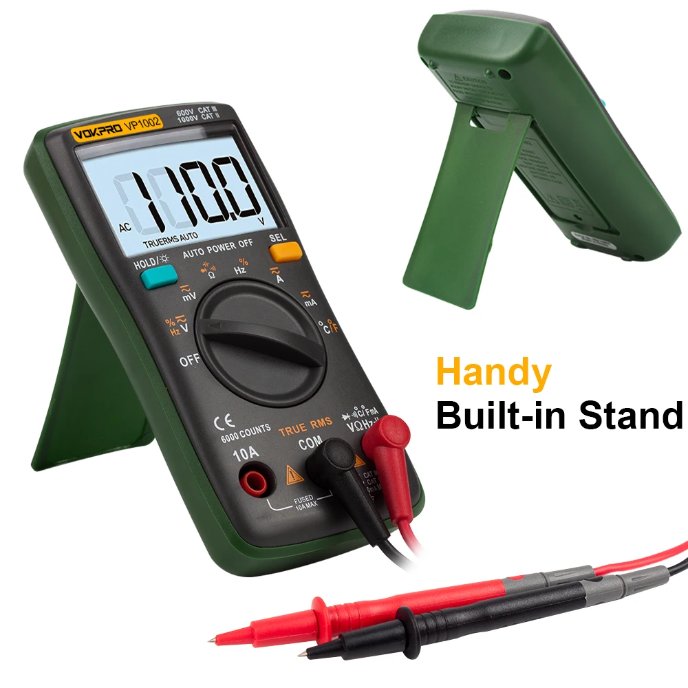 Цифровой мультиметр 6000 отсчетов подсветка AC/DC Амперметр Вольтметр Ом