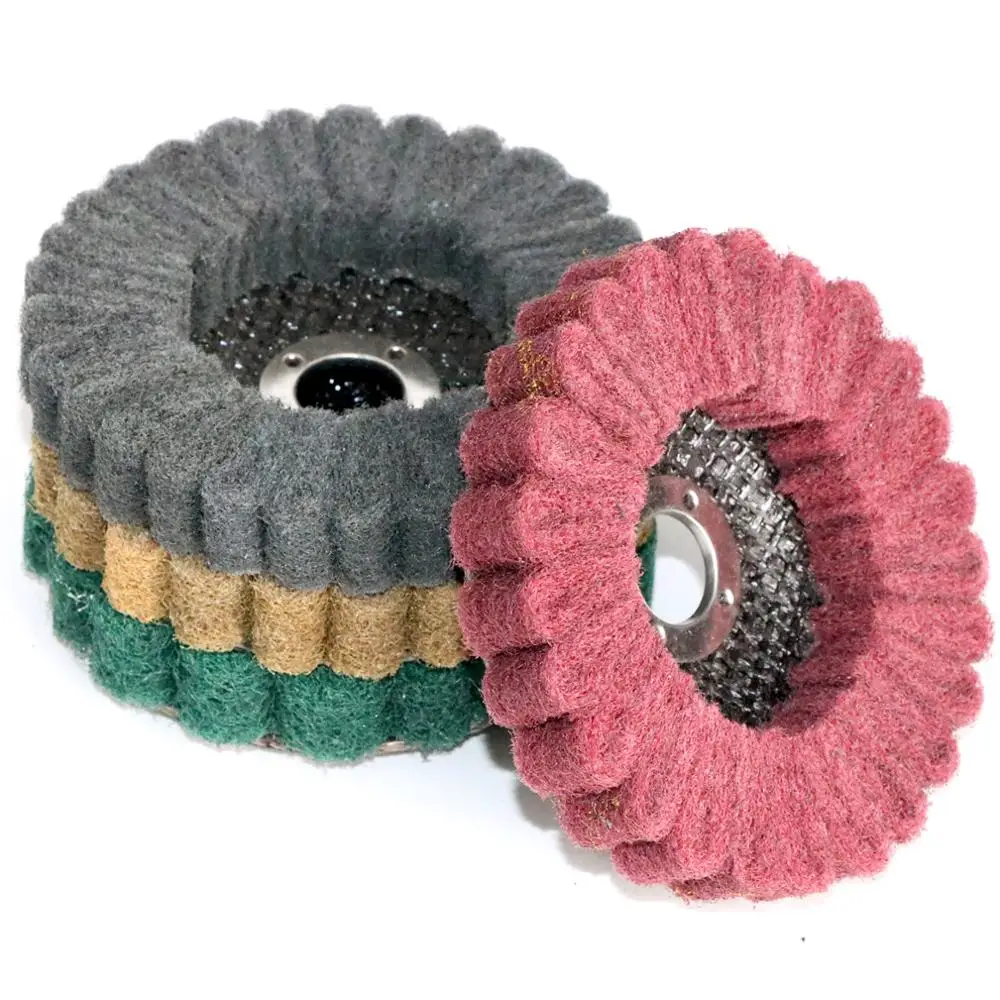 4" inch Scouring pad Buffing Wheel Nylon Fiber Flap Polishing Grinding Disc Non-woven100*16mm for Angle Grinder