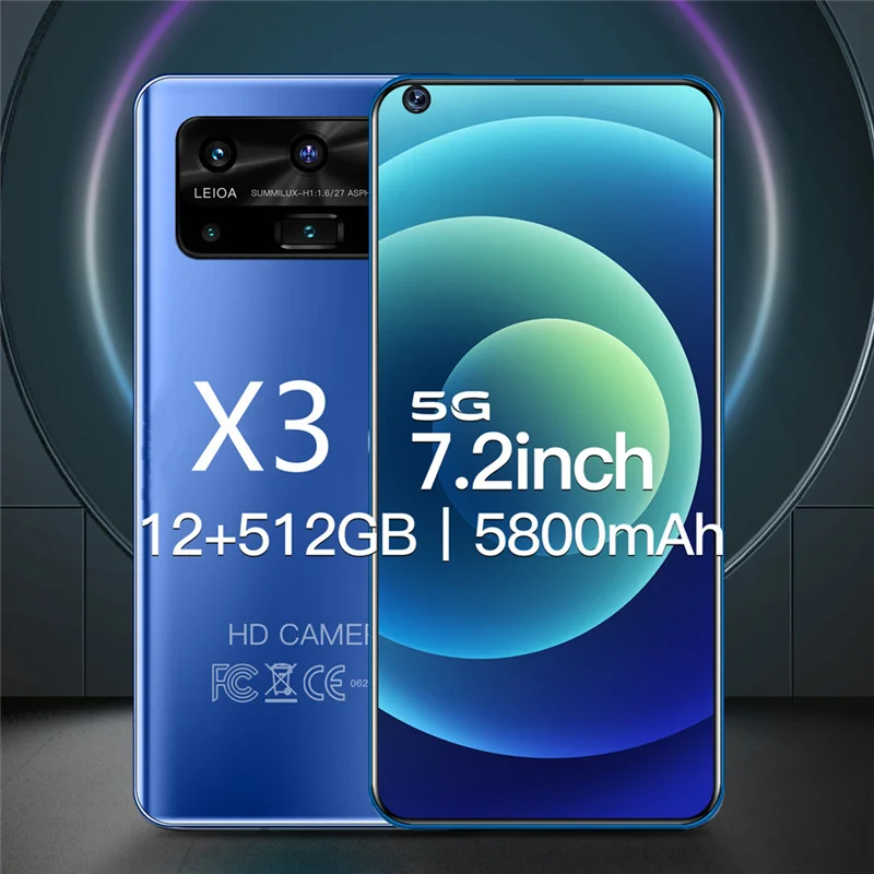 Смартфон Android X3 12 ГБ 512 Celulares Octa Core HD Камера 7 2 &quotтелефон 5800 мА/ч глобальная версия 4G