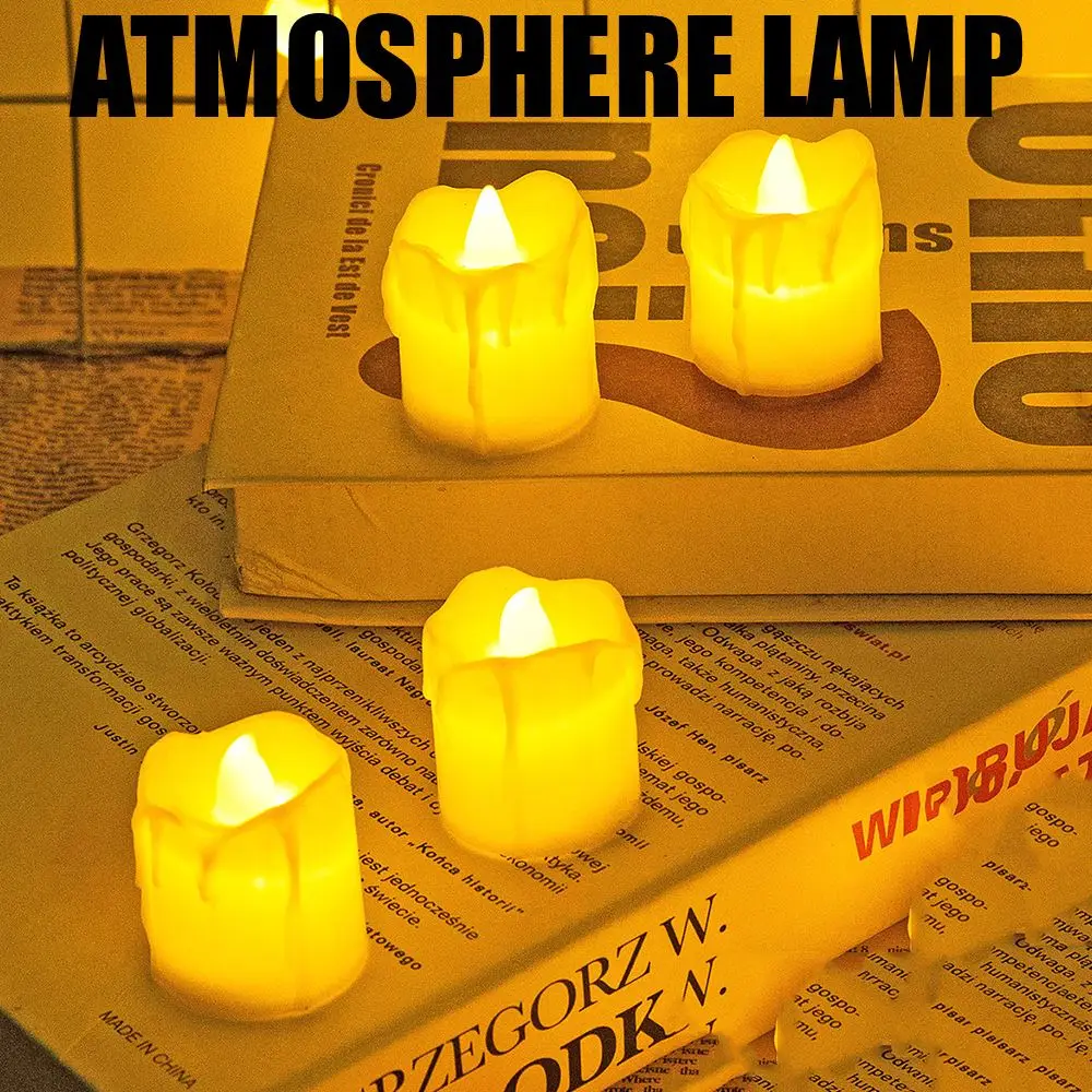 

12pcs LED Flameless Candles Set Flickering Battery Operated Realistic Flame Pillar Candles Lamp Escape Room Easter Holiday Decor