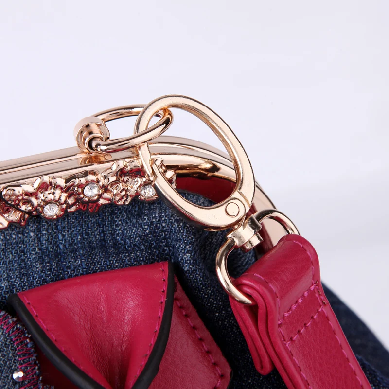 Брендовая 3D джинсовая Роза цветы сумка с тиснением через плечо Красивая Женская