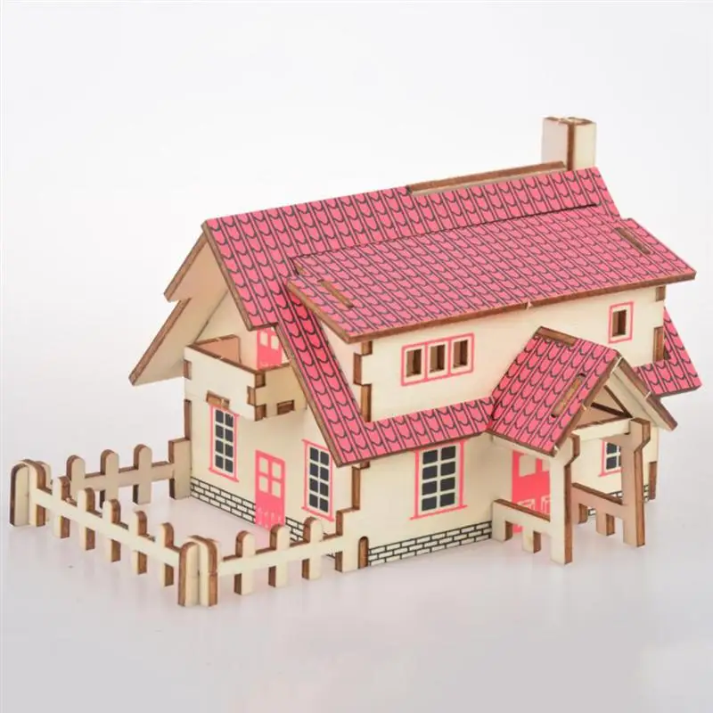 1 Набор 3D DIY Дом головоломка Деревенский Дом Забавный Развивающие деревянные строительные игрушки для детей Рождественский подарок