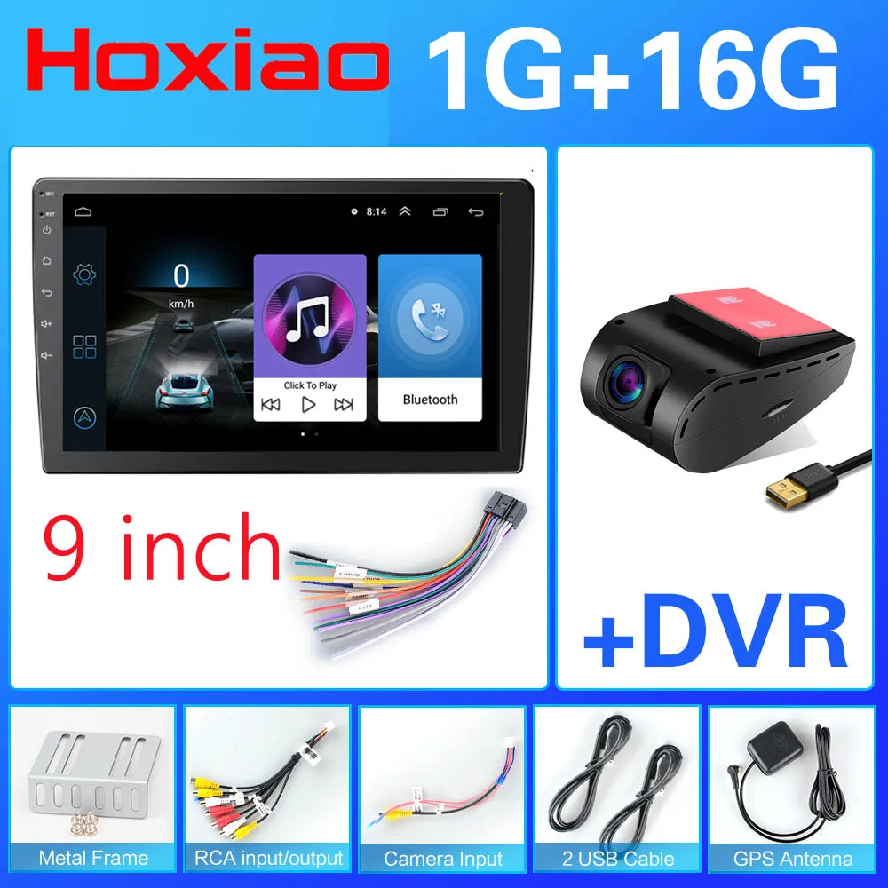 2 DIN 9,0 дюймов Android 8,1 сенсорный экран автомобильный мультимедийный плеер Bluetooth gps WiFi навигатор FM радио плеер автомобильная камера - Цвет: 16G-DVR-8G