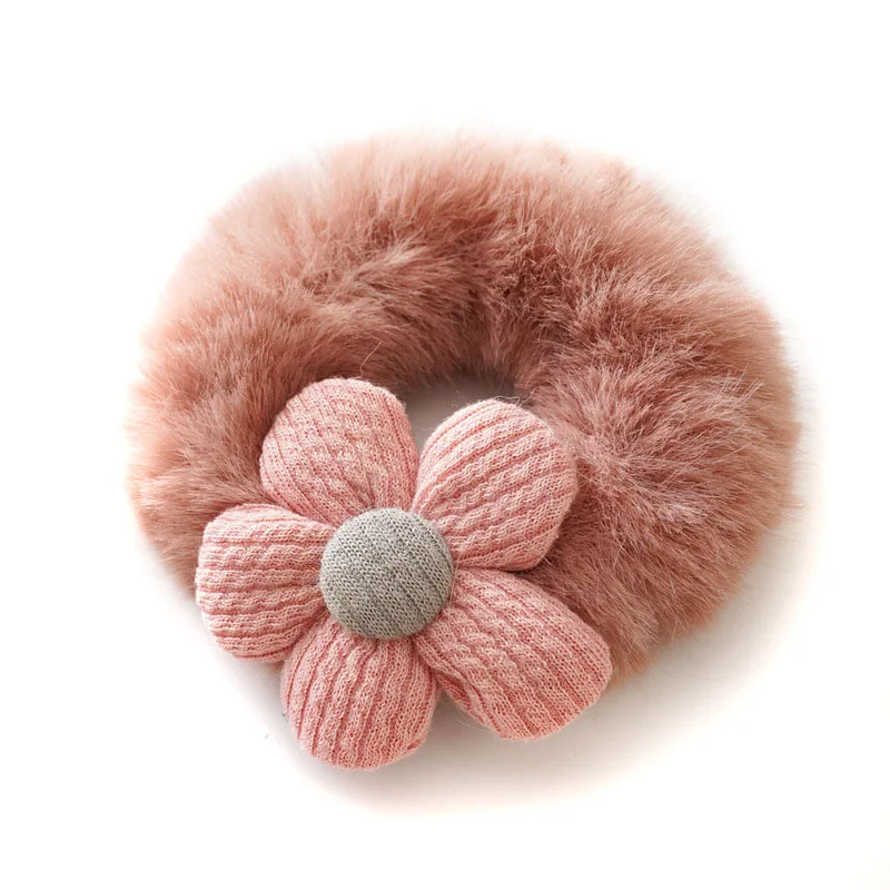 Новая милая плюшевая повязка для волос кольцо зимние мягкие с цветком на