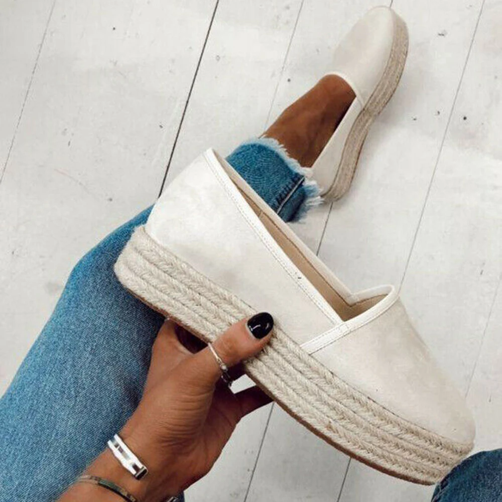 beige B PUIMENTIUA/эспадрильи; белые кроссовки; женская кожаная обувь на толстой подошве; женская обувь на плоской подошве с круглым носком; повседневная обувь на платформе; Mujer; - Цвет: beige B