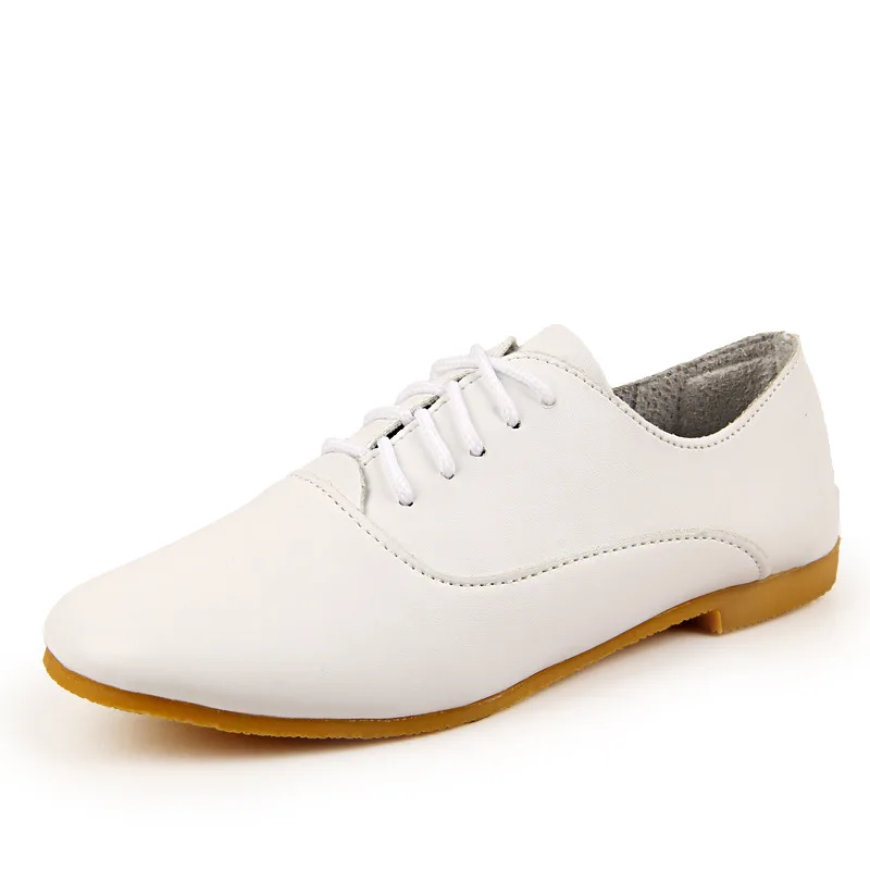 

Zapatos de tacon plano de cuero suave para mujer, calzado pequeno blanco, informales y comodos, estilo universitario, novedad