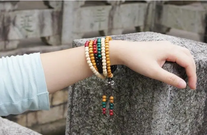 Тибетский буддизм 216 пять цветов деревянный молитвенный бисер Ваджра кисточки