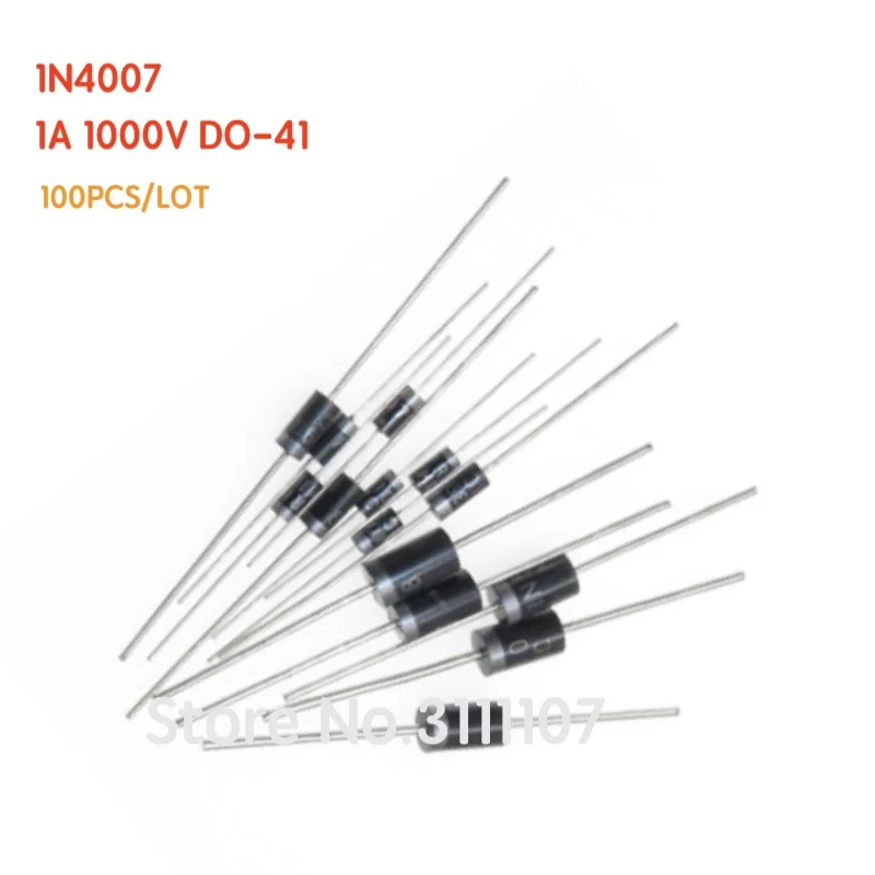 100 шт./лот 1N4007 1A 1000V 4007 DO-41 выпрямительный диод IN4007 DIP 100% новое и высокое качество