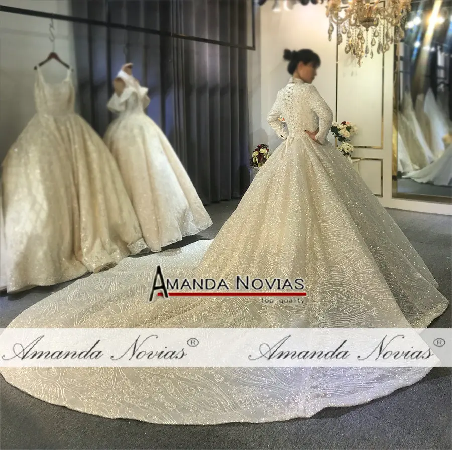 Роскошный Новый дизайн отделанная бисером ткань свадебное платье NS3907 реальная