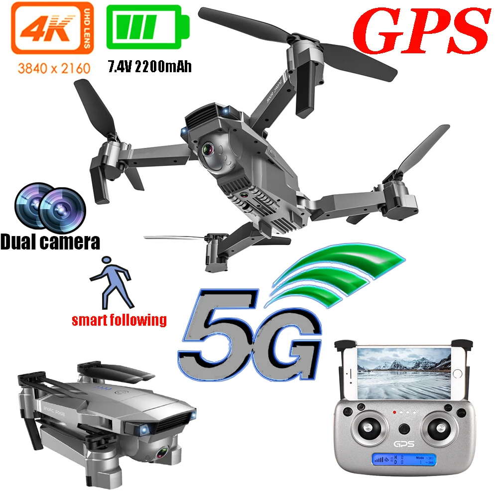 GPS Дрон с камерой 4K hd широкоугольный 5G WIFI FPV aeiral селфи RC Квадрокоптер