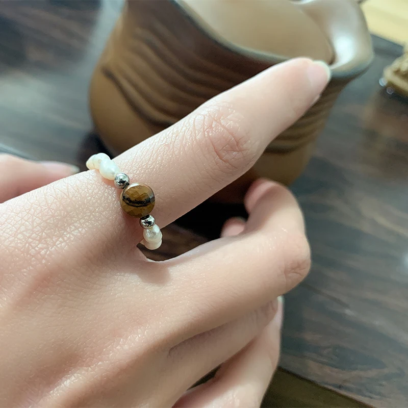 

Momiji Charm Freshwater Pear Natural Stone Abjustable Fashion Crystals Opal Turquoise New Years Day Gifts Rings Sets Wholesale