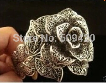 Бесплатная доставка&gt 626431 красивый тибетский серебряный цветок розы Miao