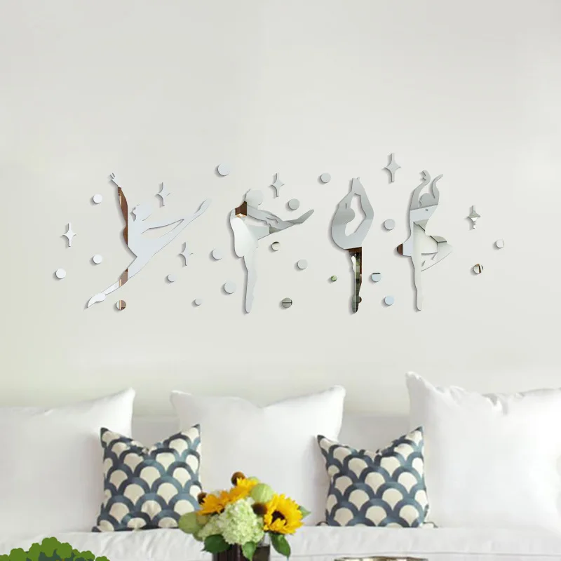 Танцовщица балета 3D зеркальные настенные наклейки для украшения дома DIY Декор