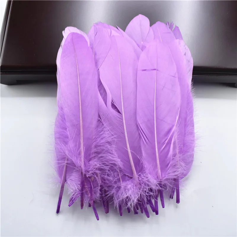 Light Purple Жесткий полюс, натуральные гусиные перья для рукоделия, 5-7 дюймов/13-18 см, самодельные ювелирные изделия, перо, свадебное украшение для дома - Цвет: Light Purple