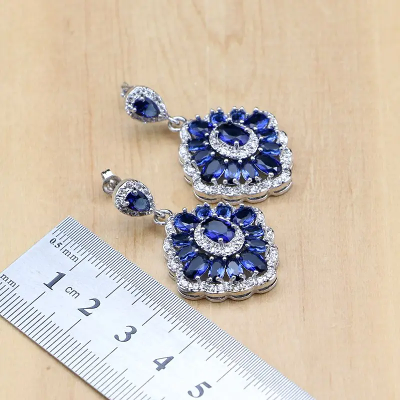 Комплект ювелирных изделий Hyperbole из серебра 925 пробы с синим цирконием и белыми