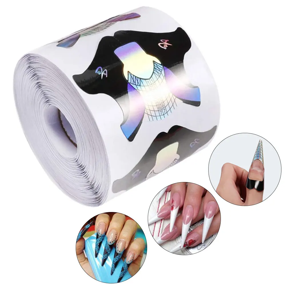 

300pcs French Nail Form Tips Acrylic UV Gel Extension Curl Form Nail Builder Gel Sticker Guide Mold Manicure Nail Art DIY Tool