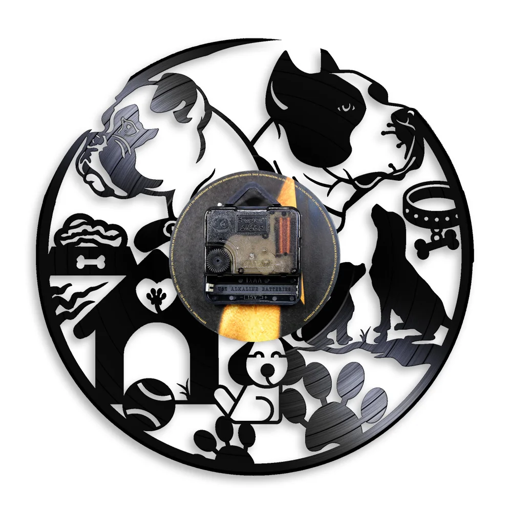 Настенные часы с виниловой пластиной для щенков и пород собак декоративные