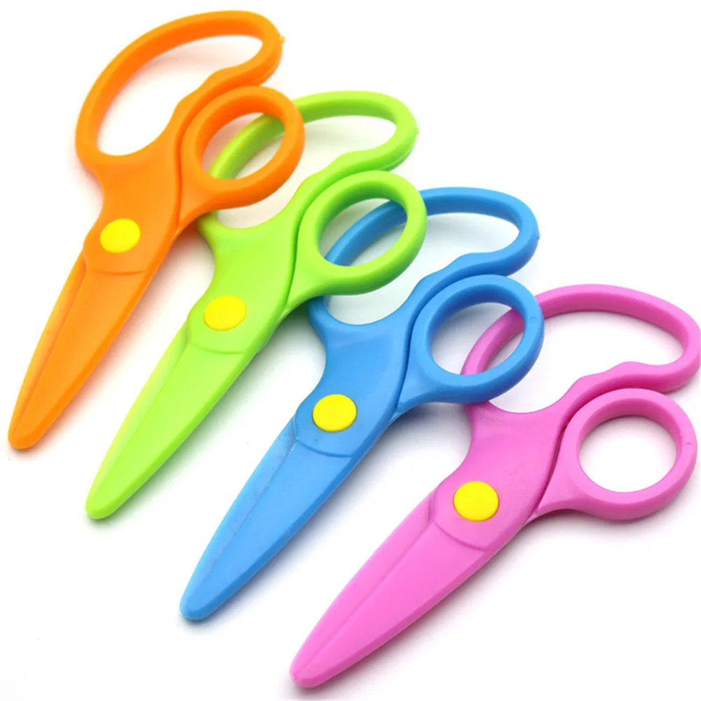 

Безопасные пластиковые ножницы конфетного цвета для самостоятельной резки бумаги, безопасные ножницы для детей, школьные канцелярские при...