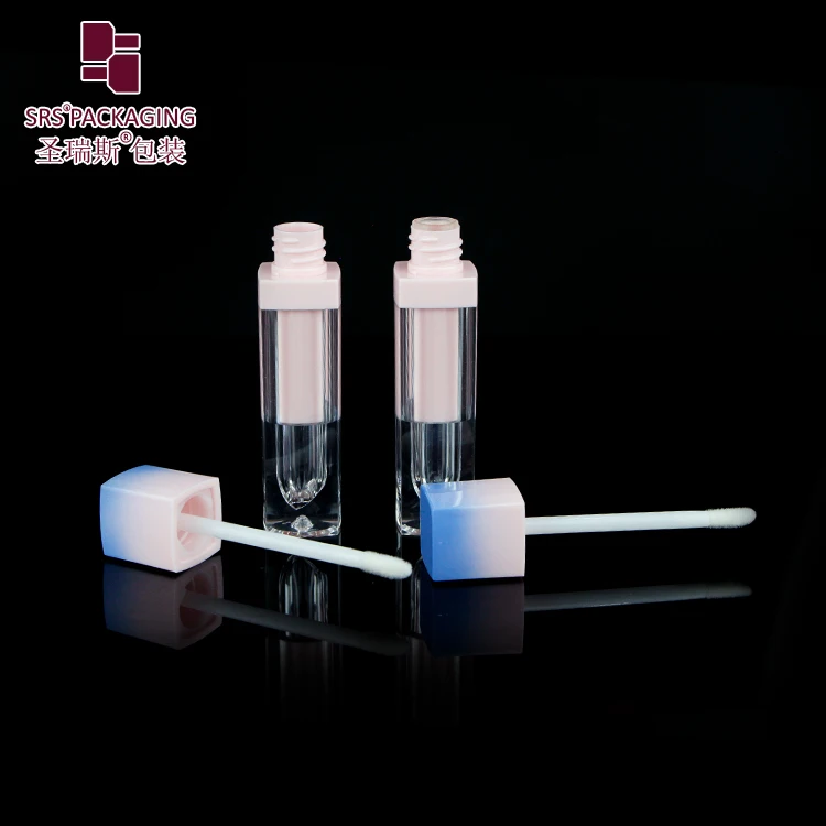 

Wholesale popular hot sale empty cosmetic square shape 5ml plastic cute pink lipgloss tubes