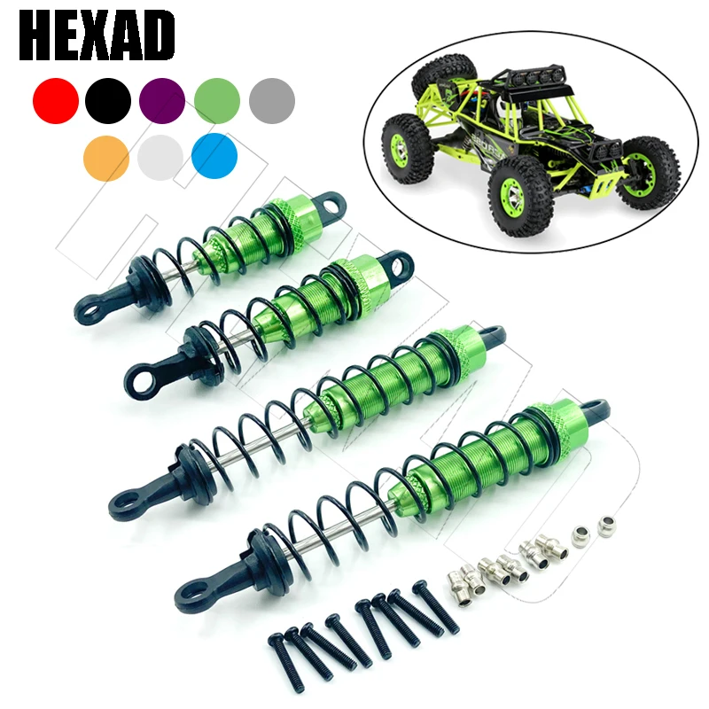 

4PCS Aluminum Front & Rear Shock Absorber 0016 0017 Upgrade Parts For 1/12 WLtoys 12428 12423 RC Car Crawler Short Course Truck