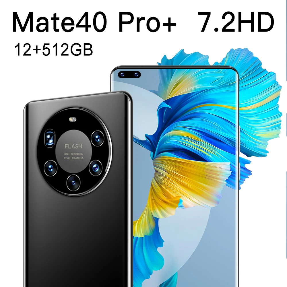 

Global Version Mate40 Pro+ 7.3"Inch Full Display Smartphone Android 10 8GB+256GB 5000mAh Deca Core CPU Network Mobile Phone