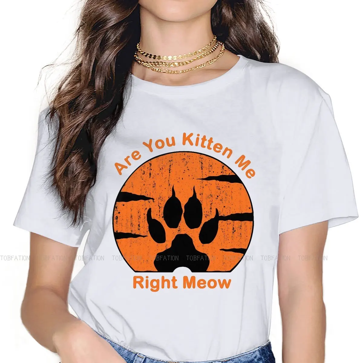 

Женская футболка с надписью «Are You Kitten Me Right Meow», женские топы с кошачьими лапами, смешные футболки в стиле Харадзюку, Женская хлопковая Футбо...