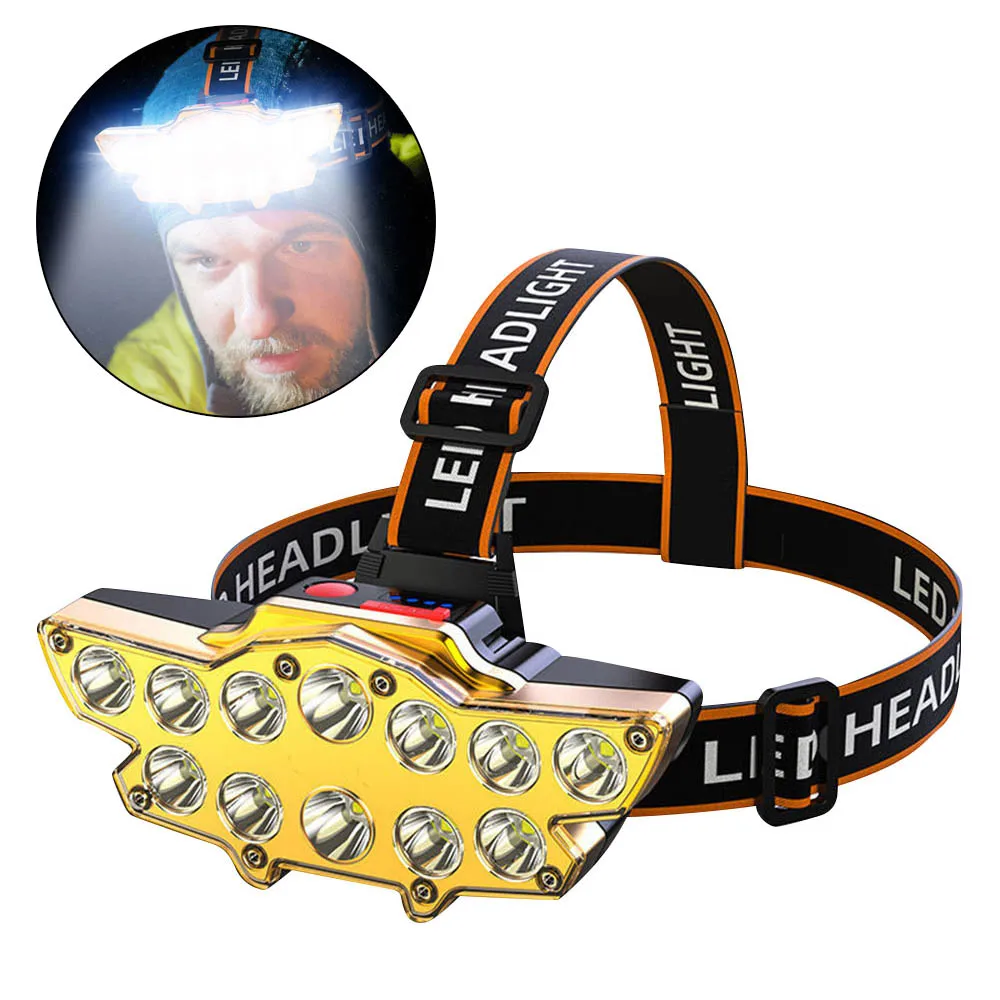 

Фонарь налобный аккумуляторный, 30 Вт, 12 светодиосветодиодный, 4 режима