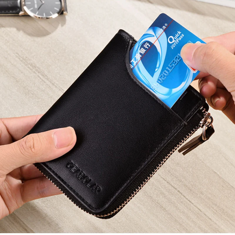 Новинка 2018 модный мужской кошелек из хорошей кожи маленький на молнии короткий