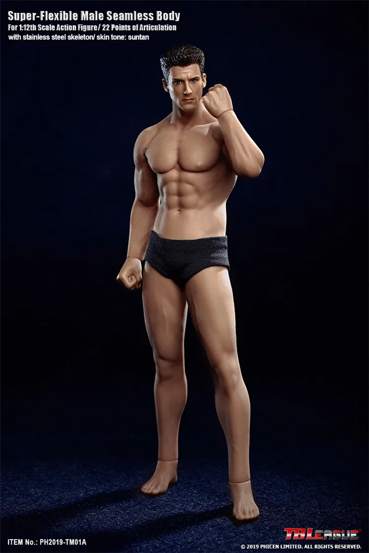 TBLeague 1/12 Super-Flexible Male Seamless Body Action Figure with Head Sculpt TM01A /TM02A Fitness Suntan Skin Soldier Figures | Игрушки и