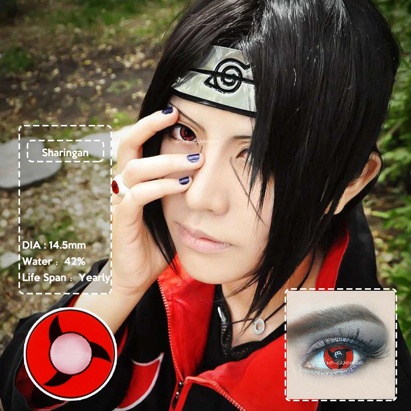 2 шт. Цвет контактные линзы Учиха серии Хэллоуин Косплэй для глаз 14 5 мм