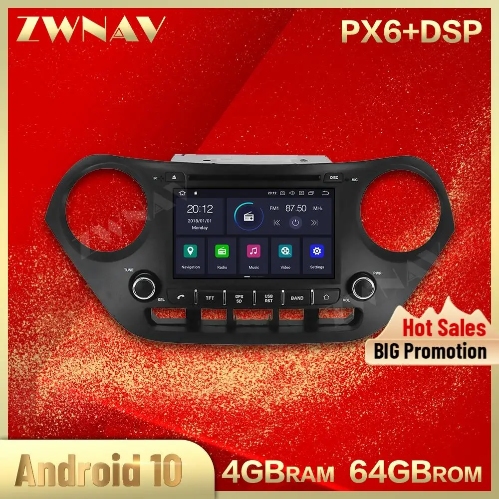 Автомобильный dvd плеер 4 Гб + 64 ГБ Android 10 0 2 Din GPS стерео для HYUNDAI I10 2013 2014 2015 2016