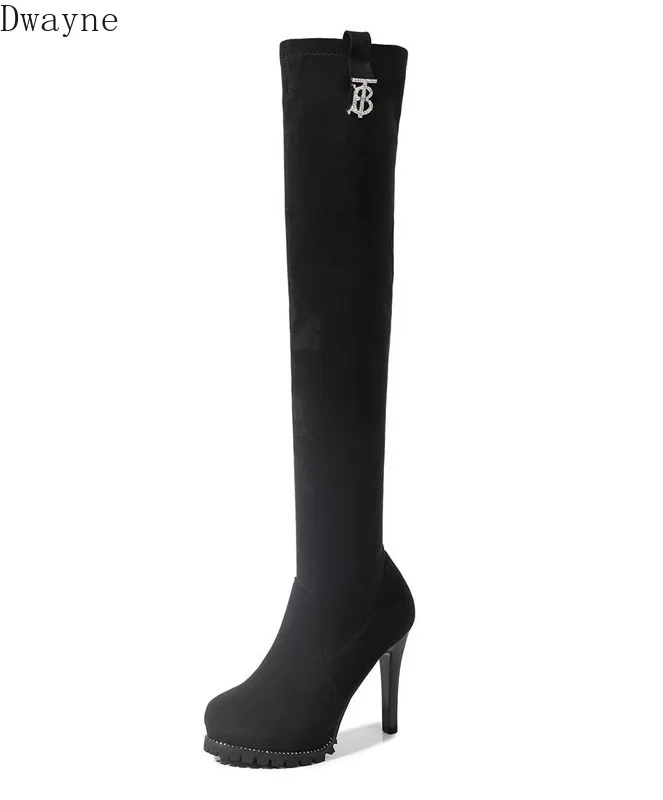 

Womens Boots Autumn Winter Over-the-Knee Long Boots Fashion High Boots European and American Style Sexy High-Heel Elastic Boots
