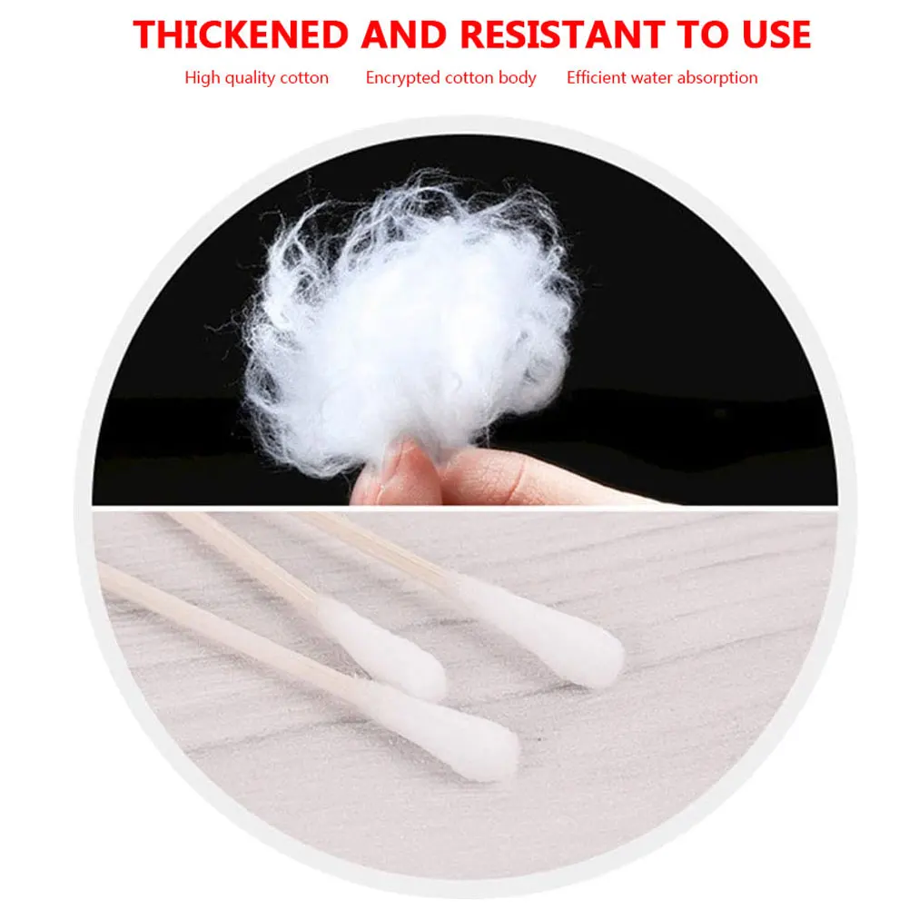 

100pcs Disposable Hygienic Ear Cleaning Eyelash Extension Remover Double Round HeadSticks Cosmetic Cotton Swab Cotton Buds Tip