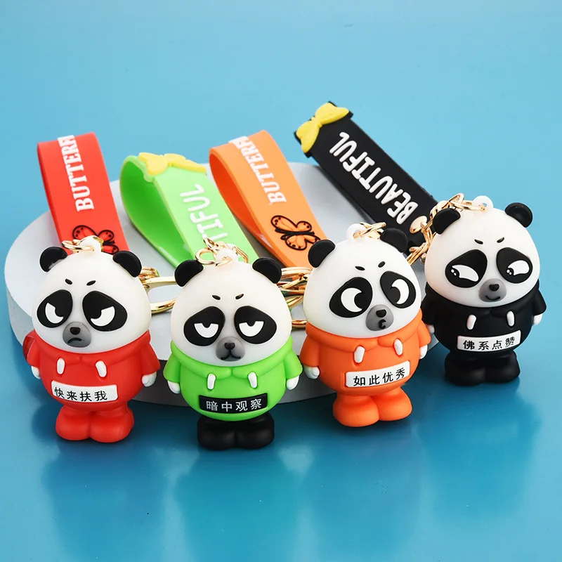 

Cute Cartoon Panda Keychain Silicone Key Ring For Women 3D Animal Keyrings Charm Car Key Holder Bag Ornaments Gifts