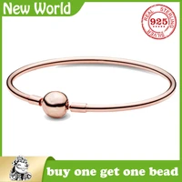 fit original 100 925 sterling silver snake chain bangle charm pando bracelet for women luxury diy jewelry mother gift