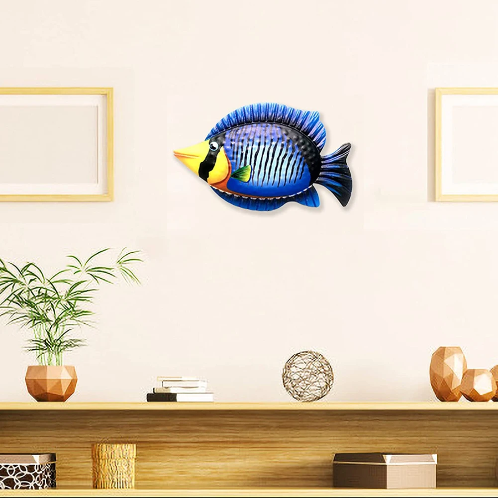 

Hanging Metal Fish Wall Tropical Fish Art Ornament Beach Theme Craft Decoration Bedroom Ornament Hanging Home Wall Crafts