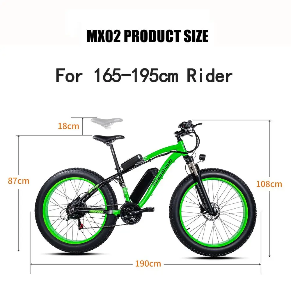 MX02 26 Inch Fat Bike 21 скоростной электрический велосипед 48V 17Ah большая емкость батареи