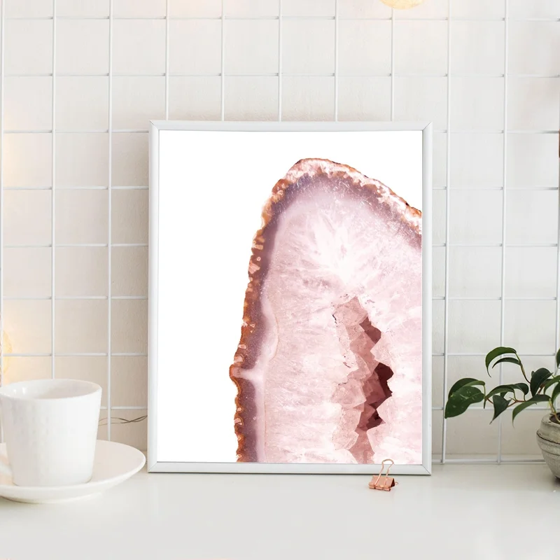 Настенная живопись на холсте розовый кварц геод холст принты и плакаты кристалл