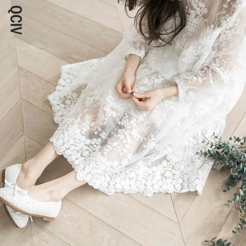 

Big Girls Dress Summer Princess Party Frocks Lace Embroidery White Dress for Teens Girl 4 6 8 10 11 12 14 Yrs Children Clothing